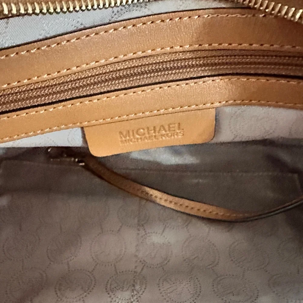 Michael Kors Cream and Tan Satchel